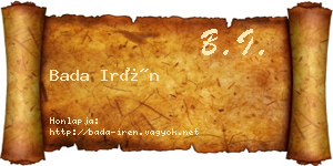 Bada Irén névjegykártya